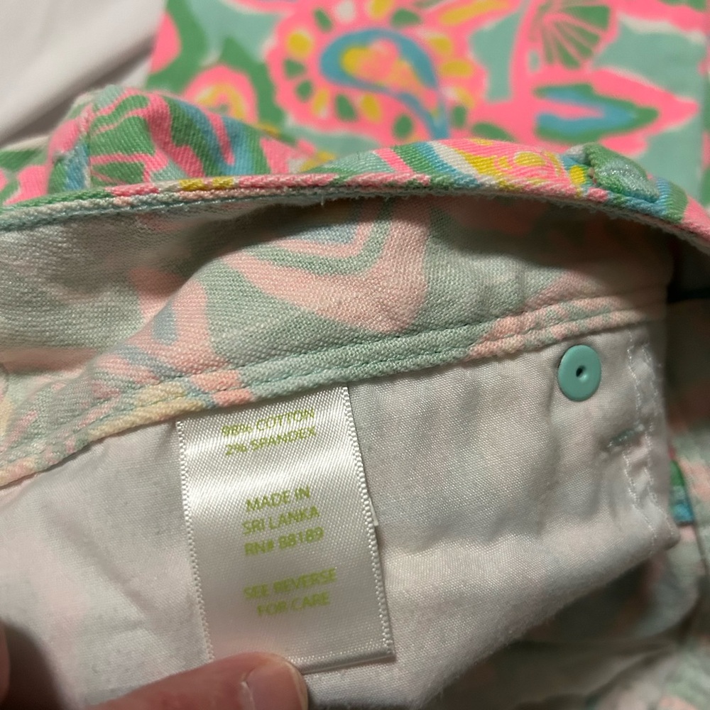 Lilly Pulitzer Womens Worth Skinny Mini Jeans Size 4 Pink Green Floral Paisley - Picture 4 of 12